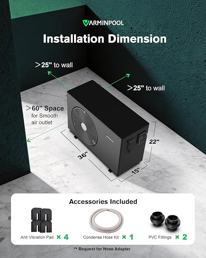 40000BTU Pool Heat Pump for 10,000 Gals In and Above Ground Pool, Pro Flow Electric Pool Heater, Control via APP, Smart Inverter, Titanium Heat Exchanger, 240V, V10 Plus
