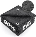 Cool Area 90% Sun Shade Cloth Mesh Tarp with Grommets for Plant Cover 8x16ft Patio Canopy Garden Pergola Greenhouse Car Barn Kennel Black