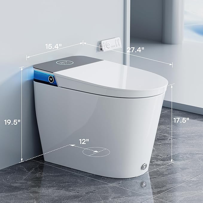 HOROW Artistic Bidet Toilet, Smart Toilet with ADA Chair Height, MAP 1000g Powerful Flush, Auto Open/Close Lid, Instant Warm Water, Elongated Heated Seat, Deodorization