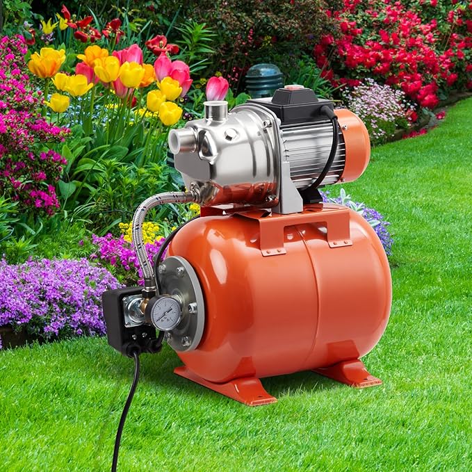 TROPOW 1.6HP Shallow Well Pump with Pressure Tank, Stainless Steel, 115V Irrigation Pump, Automatic Water Booster Jet Pump for Home, Garden, Lawn…