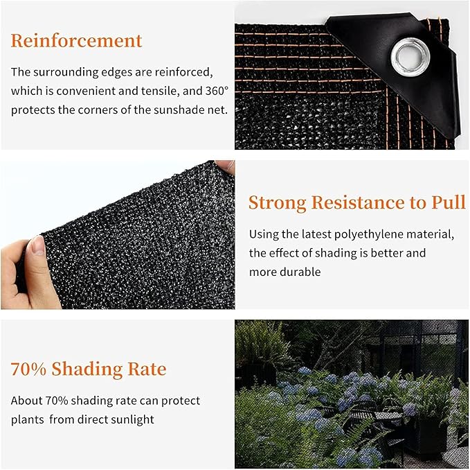 70% Shade Cloth 6.5 x 10FT Garden Shade Mesh Net with Grommets Sunblock Shade Cover for Greenhouse Plants Cover Barns Dog Kennel Patio Outdoor