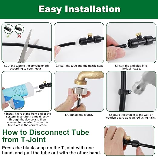 YOFIT Outdoor Misting System for Patio Cooling, 75FT Water Mister Hose Kit, Cooling Misters for Porch, Backyard, Yard, Garden, Portable Mist System with Brass Nozzles for Outside