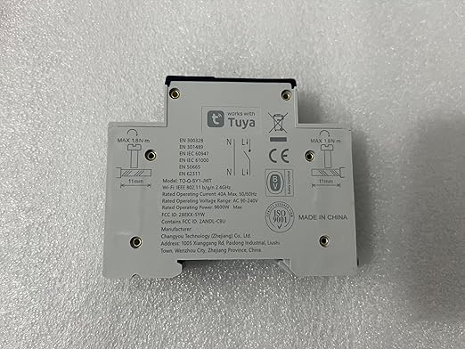 TONGOU DIY 1P+N Smart Wi-Fi Switch, Work with Alexa and Google Assistant for Voice Control, 40A with Energy Monitor, Smart Life/Tuya APP Remote Control, Timer Functions, DIN Rail Mounted,FCC Certified