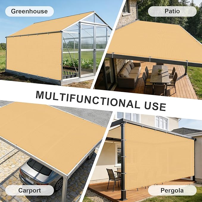 Cool Area Sun Shade Cloth with Grommets 4×11 FT Shade Panel Shade Tarp Screen Fabic for Outdoor Patio Pergola Cover Deck Garden, Sand (Customized)