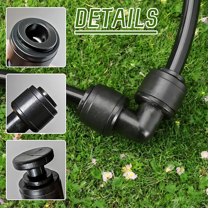 30 PCS Quick Connect 1/4" Drip Irrigation Elbow Fitting, Push-to-Connect Drip Irrigation Elbow Connectors for 1/4 Inch Tubing with 10PCS End Plugs,Hose Connectors for Garden Irrigation System