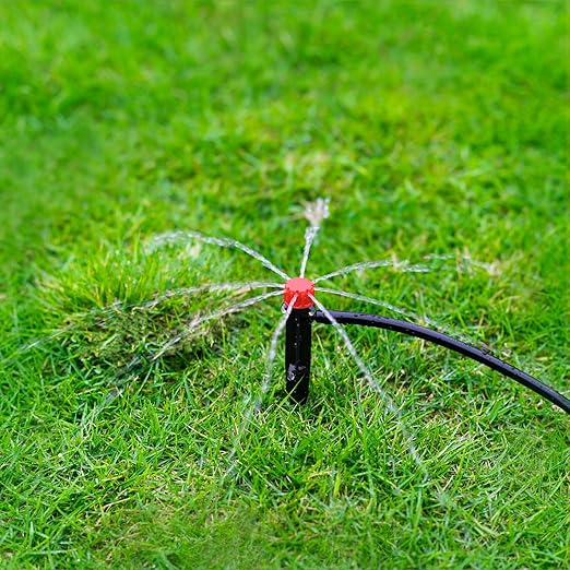 50pcs Drip Irrigation Emitters for 1/4" Irrigation Tubing,Adjustable 360 Degree Irrigation Dripper with 1/4" Barbed Coupling Fittings,Garden Drip Emitters for (4-7mm) Watering System Kit