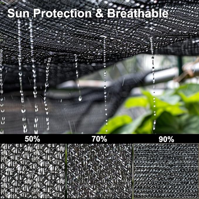 BeGrit Shade Cloth for Garden 50% 6x10ft with Grommets Sunblock Sun Mesh UV Resistant Net for Plants,Greenhouse,Patio,Chicken Coop(Black)