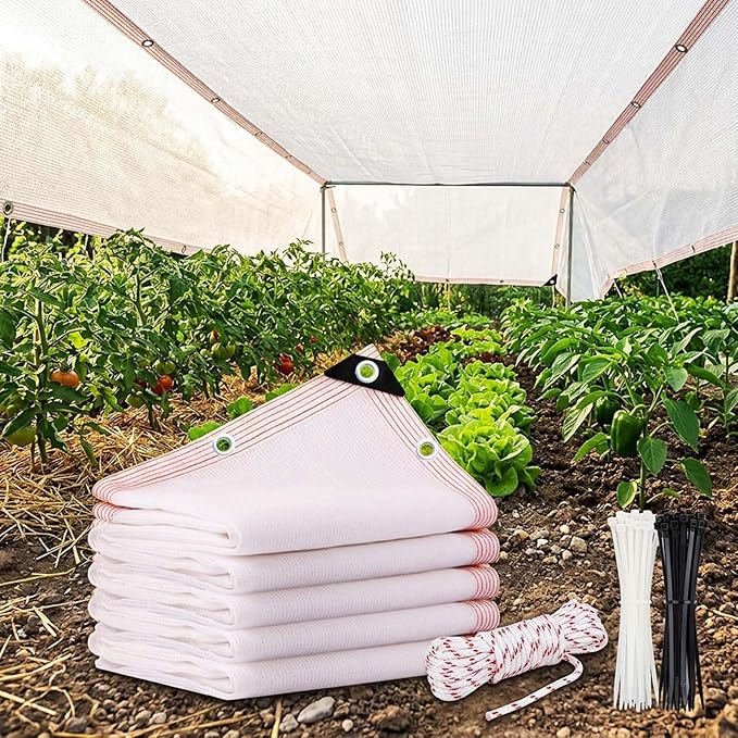 White Shade Cloth 50% Sun Shade Net, UV Resistant Outdoor Garden Shade Mesh Tarp with Grommets, Heavy Duty Breathable Fabric Cover for Greenhouse Plant Patio Fence Privacy(3x23ft)