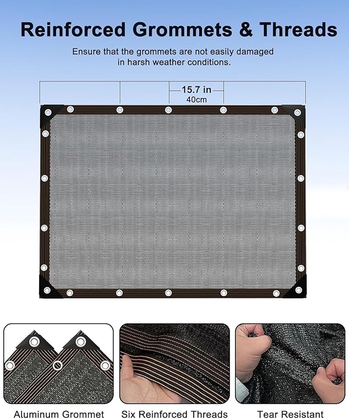 60% Shade Cloth,14x20ft Tear Resistant Sun Shade Net with Reinforced Grommet,Durable Garden Shade Tarp Cover for Greenhouse,Plant Cover, Chicken Coop,Patio and Pergola,Black