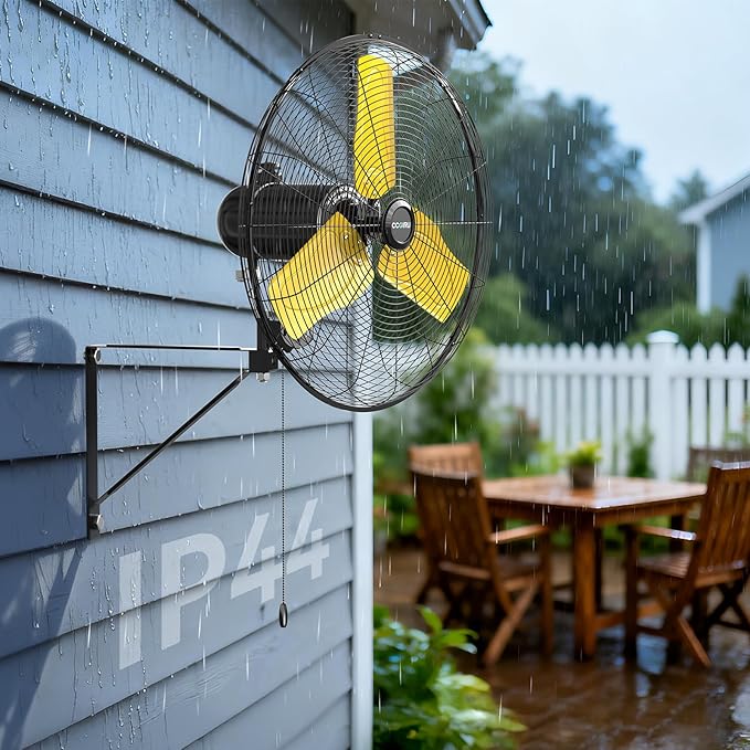 CCGIRU 9000 CFM 24" Outdoor Oscillating Wall Fan, High Velocity 3-Speed Waterproof Professional Outdoor Fan, Heavy Duty Industrial Wall Mount Fans for Patio, Commercial, Garage, Warehouse, UL Listed