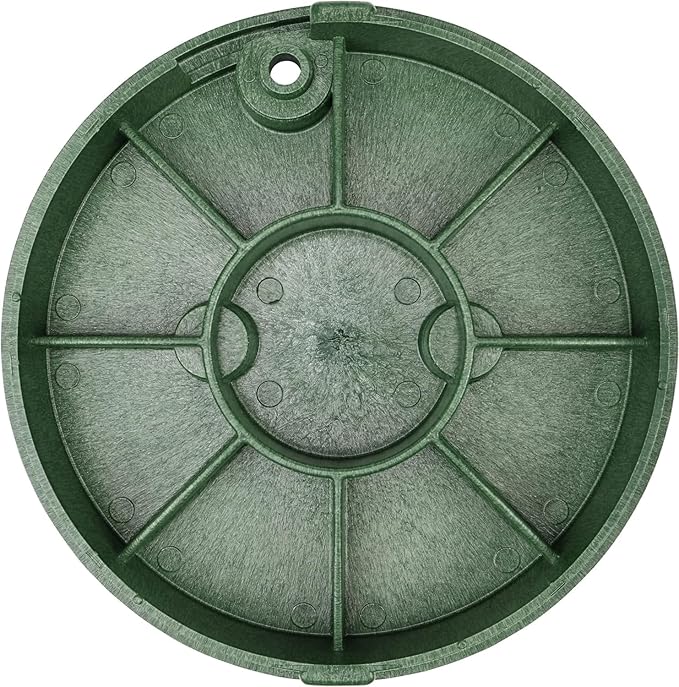 NDS 111BC 10 in. Round Standard Series Valve Box and Cover, 10 in. Height, Irrigation Control Valve Lettering, Black Box, Green Overlapping Cover, Black/Green
