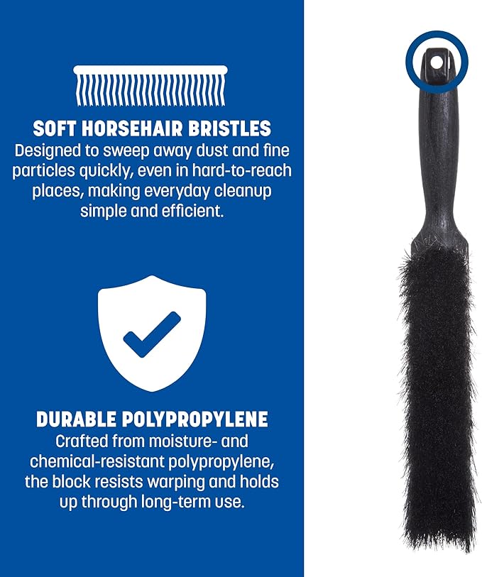 SPARTA Flo-Pac Counter Brush, Bench Brush, Dustpan Brush with Long Lasting for Counters, Floors, And Fireplace, 8 Inches, Black, (Pack of 12)