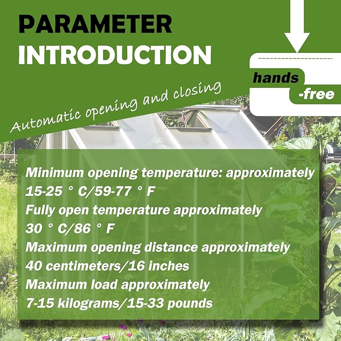Greenhouse Window Opener Solar Heat Sensitive Dual Spring Powered Roof Vent Kit Automatic Greenhouse Accessories Tool Load Capacity of 15 lbs (Silver Double Spring1PCS)
