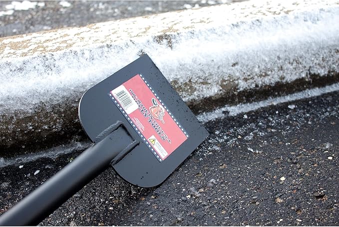 Bully Tools Heavy Duty Ice Scraper - 11-Gauge All Steel Sidewalk Chopper with Extra Long Handle for Thick Snow Removal - Floor Scraper Tool, Flat Head for Snow Clearing - 100% Made in the USA, 58-Inch