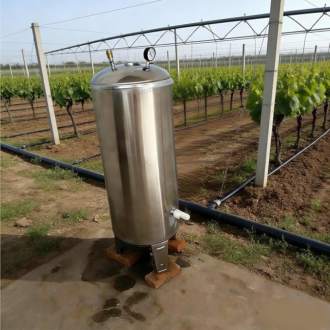 LZMZMQ Vertical Pressurized Well Water Tank, Automatic Pressure Tank for Well Pump, Farm Garden Garage Stainless Steel Water Storage Containers(60 L(15.9 GAL))