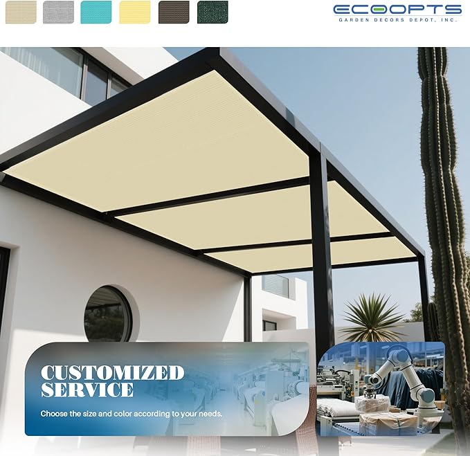 ECOOPTS 6'x244' Sun Shade Roll, Sun Shade UV Blockage Cover for Outdoor Backyard Patio Pergola Greenhouse Plants (Beige)
