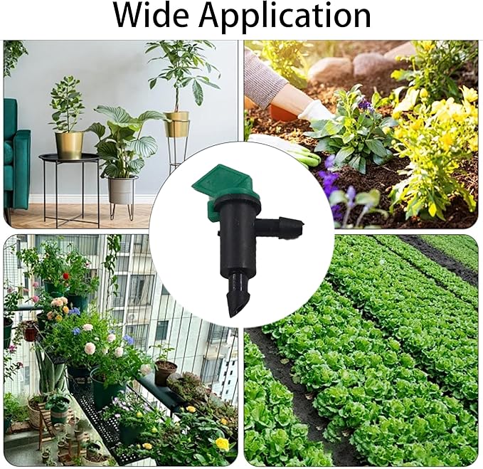 80Pcs 4GPH Drip Emitter Garden Flag Irrigation Drippers, 16L/H Sprinkler System Parts for 4/7mm Tubing, Adjustable Flow for Trees, Shrubs, Lawn, Vegetable Gardens, Green