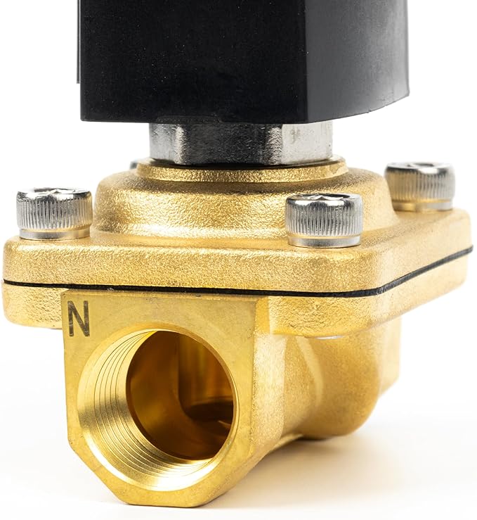 U.S. Solid 1/2" Brass Solenoid Valve - 110V AC Normally Closed Electric Solenoid Valve with Viton Seal, Lead Wire Type