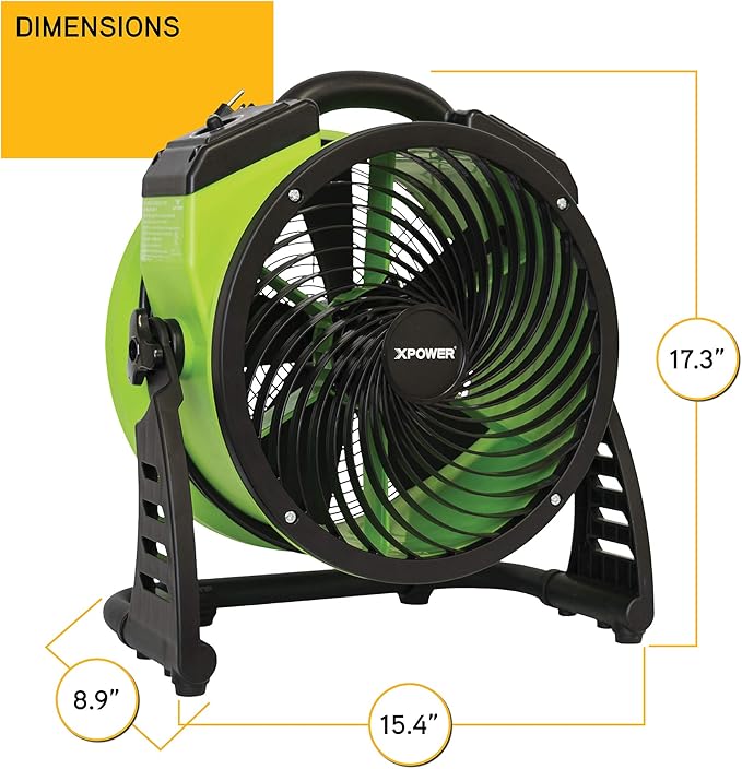 XPOWER FC-200 Heavy Duty Industrial High Velocity Whole Room Air Mover Air Circulator Utility Floor Fan, 4 Speeds, Timer, 13 inch, 1300 CFM