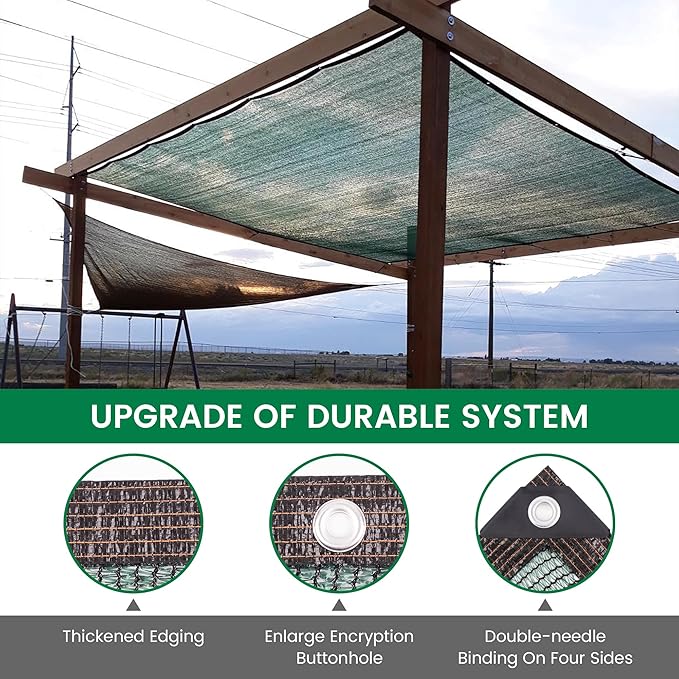 50% 10 X 10 FT Green Shade Cloth, Outdoor Woven Sun Shade with Grommets, Durable Breathable Netting Shading Antifreezing for Patio, Garden, DIY Home, Plants Cover, Greenhouse, Dog Kennel