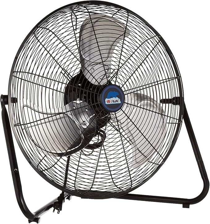 B-Air Firtana 20" High Velocity Electric Garage Floor Fan for Industrial and Home Use with 3-Speeds and Tilt Adjustable Fan Head, SAFF-20, Black