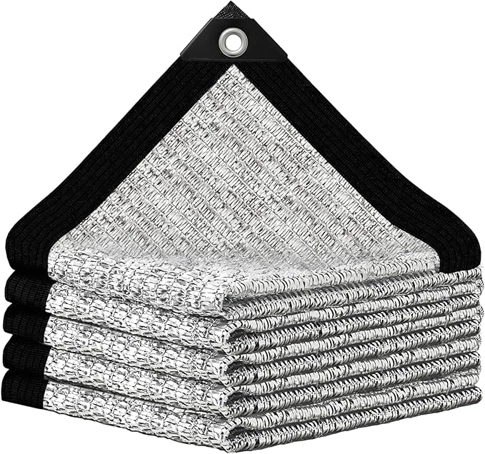 Shade Cloth-80% Aluminum Sunblock Neting,Durable Mesh Tarp with Grommets,Shade Cloth for Garden,Car, Outdoor Pergola,Greenhouse,Chicken Coop and Dog Kennel(Silver)