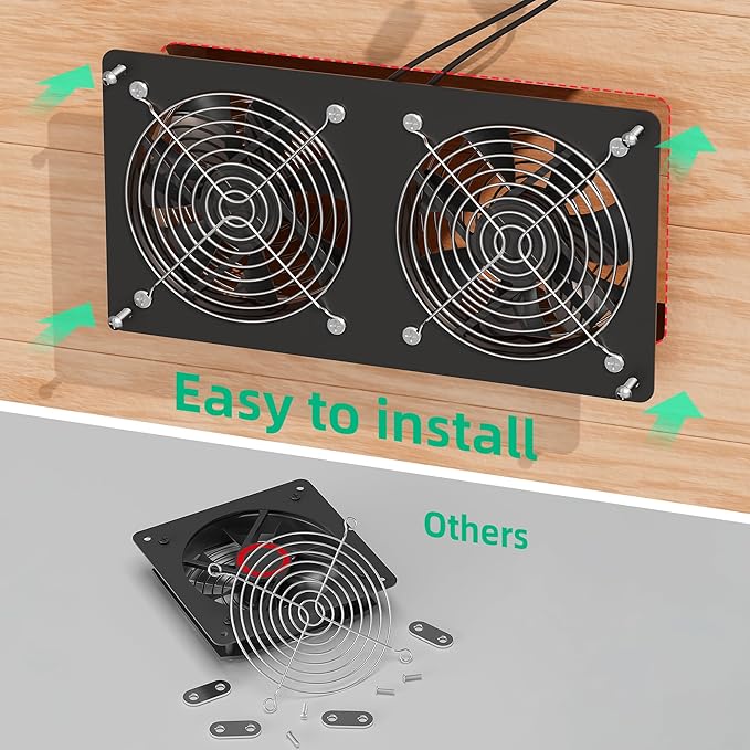TIMEBAL Solar Exhaust Fan for Shed, 350 CFM High Airflow Solar Vent Fan with Dual Waterproof Fans, Outdoor Ventilation for Chicken Coop, Greenhouse, Dog House Cooling