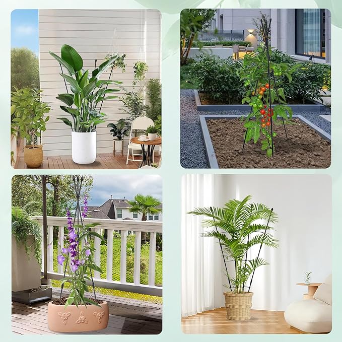 Garden Trellis for Climbing Plants, 2 in 1 Plant Trellis Rustproof Metal Pipe with Plastic Coated, 4Ft Plant Support for Potted Plant Outdoor Indoor, Plant Cages & Supports for Vines,1Pack