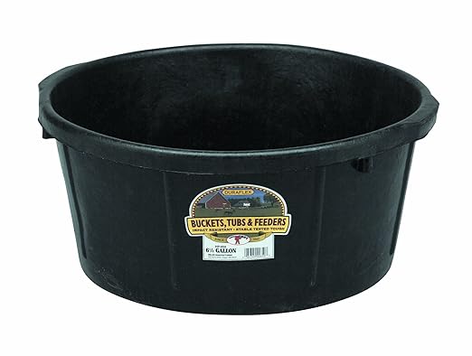 Little Giant® Heavy Duty Rubber Tub | Durable Rubber Feed Pan | Indoor & Outdoor Feed Bucket | 6.5 Gallons
