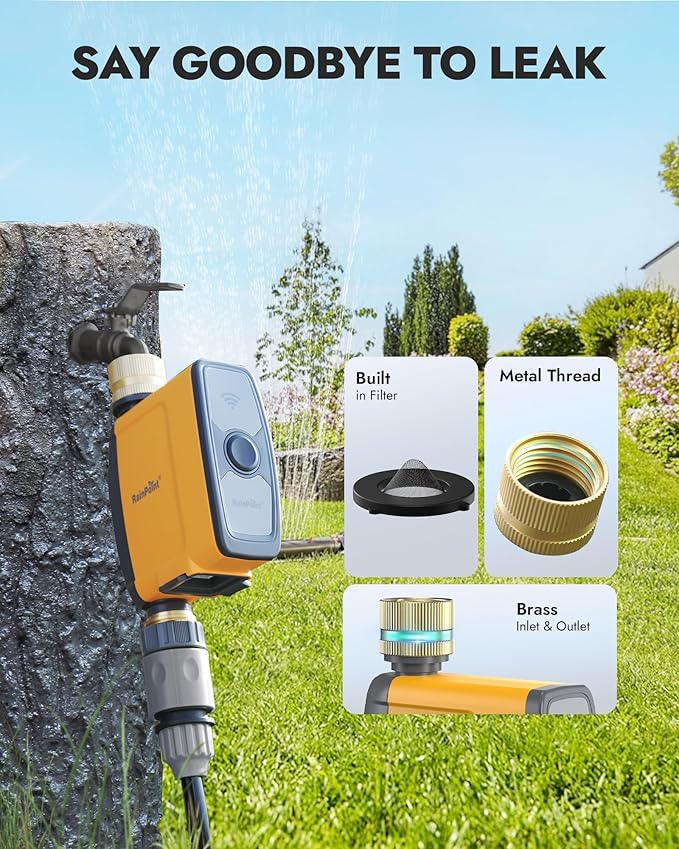 RAINPOINT WiFi Water Timer with WiFi Soil Moisture Sensor, WiFi Hose Timer for Lawn,WiFi Sprinkler Controller via APP/Voice Control,Automatic Watering System