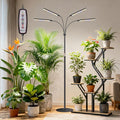 Kullsinss Grow Lights for Indoor Plants with Stand, 4-Heads Full Specturm Plant Grow Light with 4/8/12/16H Timer, 3 Color Modes, 360° Flexible Gooseneck, 24-68.7in Hight Adjustable Grow Lamp, Black