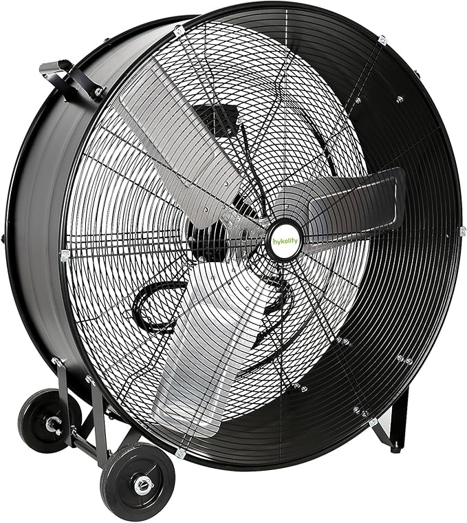 hykolity 30 inch High Velocity Drum Fan, 2-Speed Heavy Duty Industrial Shop Fan Up to 13000 CFM, Commercial Floor Fan for Warehouse, Workshop, Garage and Basement, Black