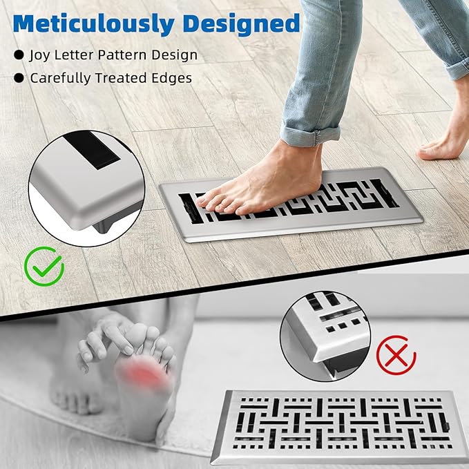 3 Pack Floor Register 2x14 Inches - Heavy Duty Walkable Steel Decorative Vent Covers for Home Floor Air Floor Vents Register Easy Adjust Air Flow with Scratch Resistant Finish