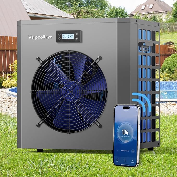 16000 BTU Above Ground Pool Heater Electric Heat Pump Pool Heaters Hot tub 120v Swimming Pool Heater Pump for In ground Pool Heating Cooling WiFi Control