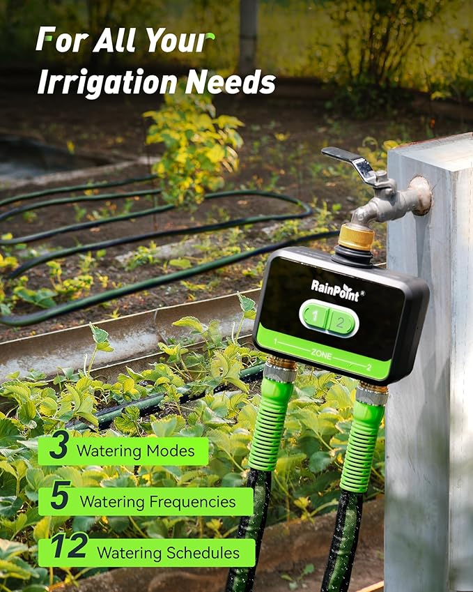 RainPoint 2-Zone WiFi Hose Timer, Smart Irrigation System