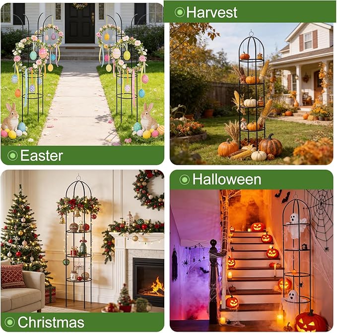 100% Metal Obelisk Garden Trellis 6.6 Ft Tall Plant Support for Climbing Vines, Flowers Stands,Rose Bush Round Trellis for Pots Metal Plant Trellises for Clematis Vine Jasmine Outdoor Indoor,2 Pack