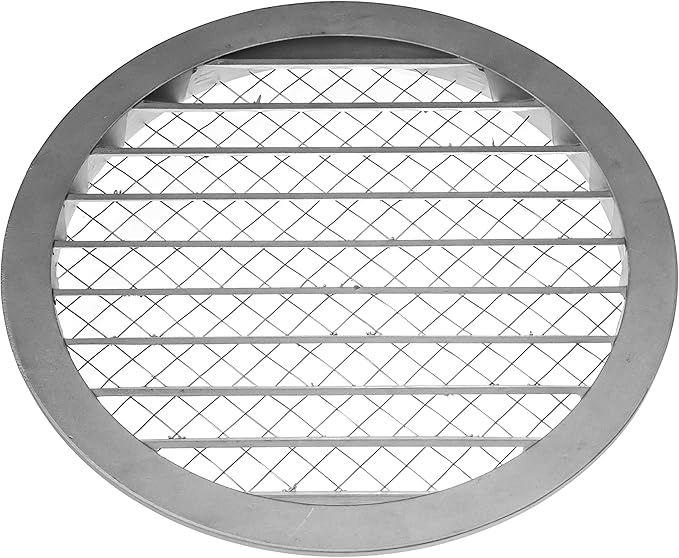 8 Inch Aluminum Soffit Vent Cover - Round Industrial Air Vent Louver for Wall, House, Garage - Wire Screen Mesh Crawlspace Louver Grille - Register Exhaust, Intake Gable Grill