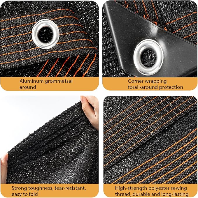 90% Shade Cloth for Garden- Breathable Mesh Tarp for Vegetables & Plants, Outdoor Patio Sun Shade with Grommets - Chicken Coop, Dog Kennel Cover(Black, 6 * 9M/20 * 30FT)
