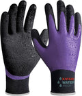 KAYGO Waterproof Work Gloves for Men and Women, Rubber Coated Non-slip Working Gloves for Garden, Outdoor Construction,KG150 (Purple, XL)