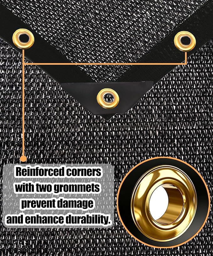 E.share 70% Black Sun Shade Cloth 8FT x 10FT, Outdoor Shade Netting with Grommets, UV Sunblock Fabric for Garden, Greenhouse, Pergola, Patio, Porch & Chicken Coop