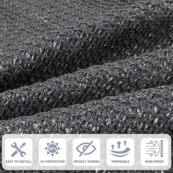Cool Area Sun Shade Cloth with Grommets 5×7 FT Shade Panel Shade Tarp Screen Fabic for Outdoor Patio Pergola Cover Deck Garden, Dark Grey (Customized)
