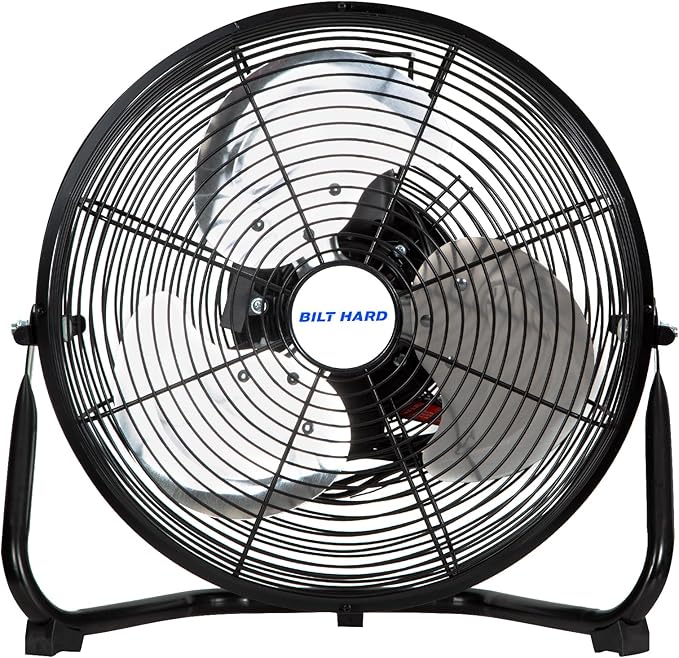 BILT HARD 12 in. High Velocity Heavy Duty Metal Floor Fan, 3 Speeds 1680 CFM Powerful Airflow Fan with 180-Degree Tilt for Bedroom, Home, Residential Use