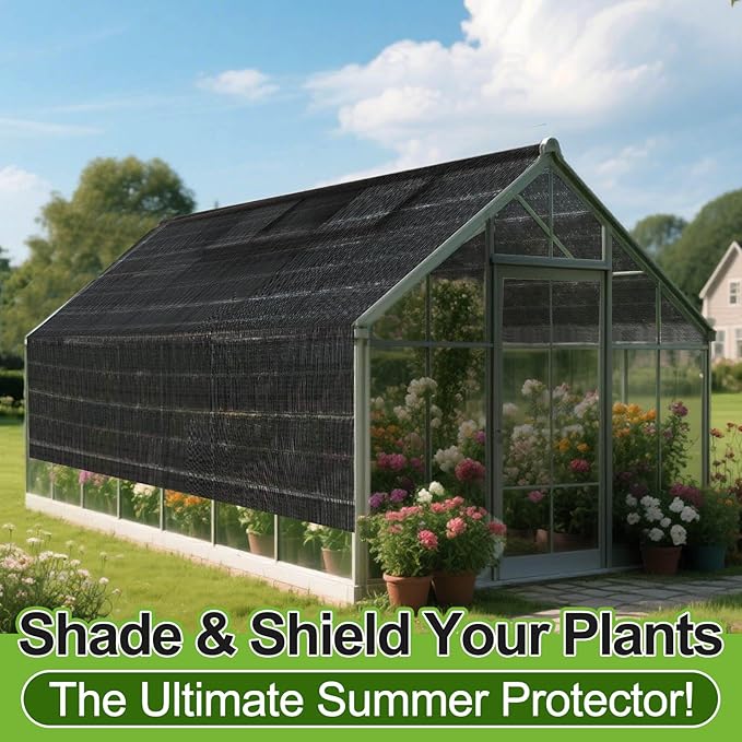 Bigmeta Cuttable Shade Cloth for Garden - 10x20FT 50% UV-Resistant Mesh Tarp with Rope, Black Sun Cover Net for Patio Greenhouse Raised Beds Plants