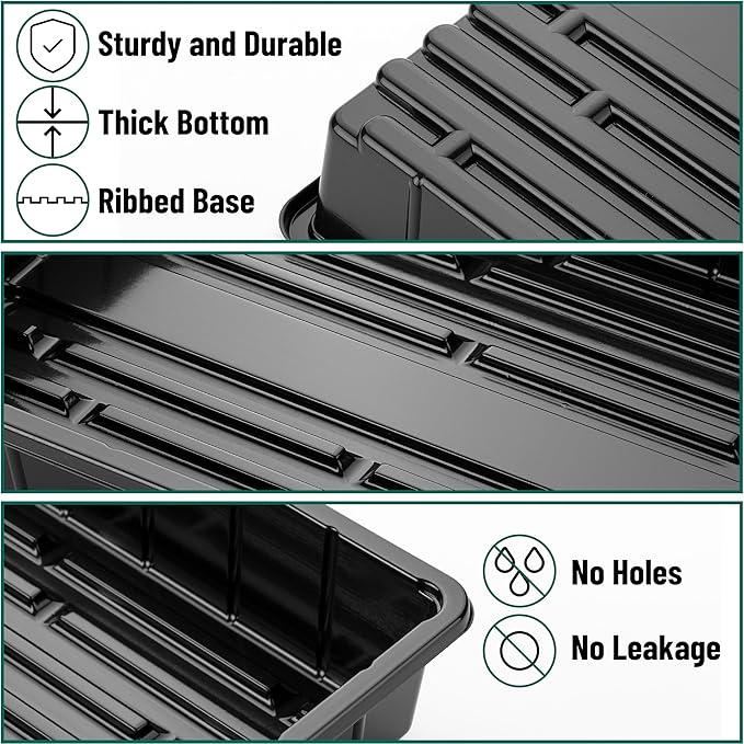 Mr. Pen- Seed Starter Trays, 5 Pack, 17"x10"x2.4", Durable Plastic Growing Trays, Stackable and Reusable Seedling Starter Kits for Indoor, Outdoor, Greenhouse Gardening, Planting, Hydroponic Systems