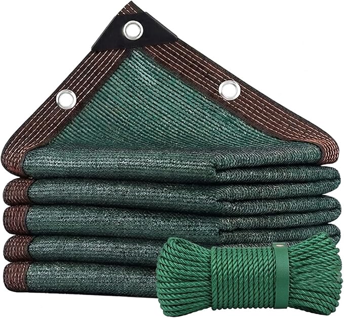 90% Sun Shade Cloth for Garden, HDPE Shade Netting with Grommets, 6.5x10ft 10x10ft 10x20ft 20x20ft, Sun Mesh Tarp Heavy Duty, Green Shades Cover for Patio/Greenhouse/Plant(5X10FT)
