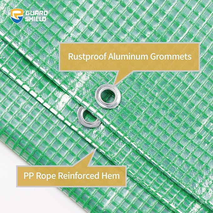GUARD SHIELD Clear Green Tarp Heavy Duty 20x40 Feet Waterproof for Greenhouse Outdoor Garden Poly Cover UV Resistant 3x3 Weave 10mil