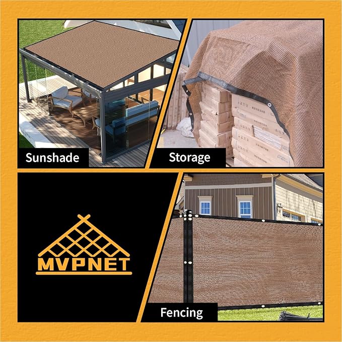 90% Sun Shade Cloth with Grommets 20x20 FT, 180GSM Heavy-Duty HDPE Mesh Tarp with Reinforced Edges & Grommets, UV Block Shade Cover for Pergola, Patio, Garden, Greenhouse, Chicken Coop