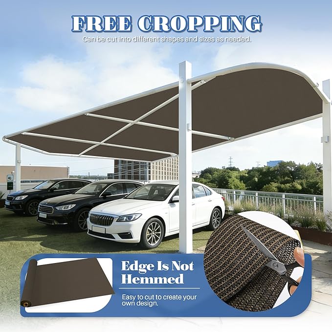 ECOOPTS 6'x159' Sun Shade Roll, Sun Shade UV Blockage Cover for Outdoor Backyard Patio Pergola Greenhouse Plants (Brown)