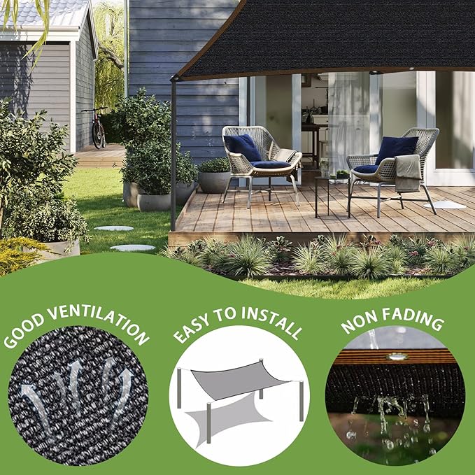 DGSL 40% Shade Cloth Greenhouse Shade Cover with Grommets - 10Ft x 16.4Ft Mesh Tarp for Pergola, Patio Plants, Chicken Coop, Garden, Outdoor, Backyard