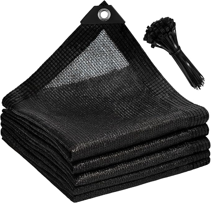 90% Sun Shade Cloth for Garden, 10 * 20FT Heavy Duty Shade Tarp with Grommets & Reinforced Edges - UV Resistant Sunblock Net for Patio, Backyard, Greenhouse, Kennel, Pergola, Black